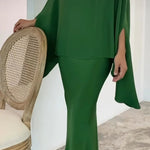 Women's Middle East Pearl Mop Dress Suit Muslim top and Blouse Elegant Matching Muslim Top and Skirt suit  Muslim 2 piece outfit