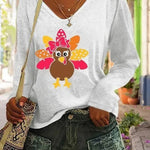 Women's V-neck Long Sleeved T-shirt