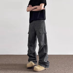 American Retro Washed Distressed Baggy Cargo pant trouser Men