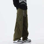 Overalls Men's Retro Trendy Pleated Straight-leg Baggy Cargo Pant Trousers Casual