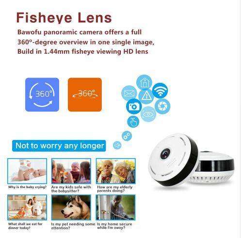 960P HD WiFi IP Camera, 360° Panoramic Fish Eyes Lens - EX-STOCK CANADA