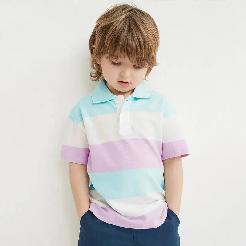 Shirt polo per ragazzi camicia di cotone a strisce corta per bambini