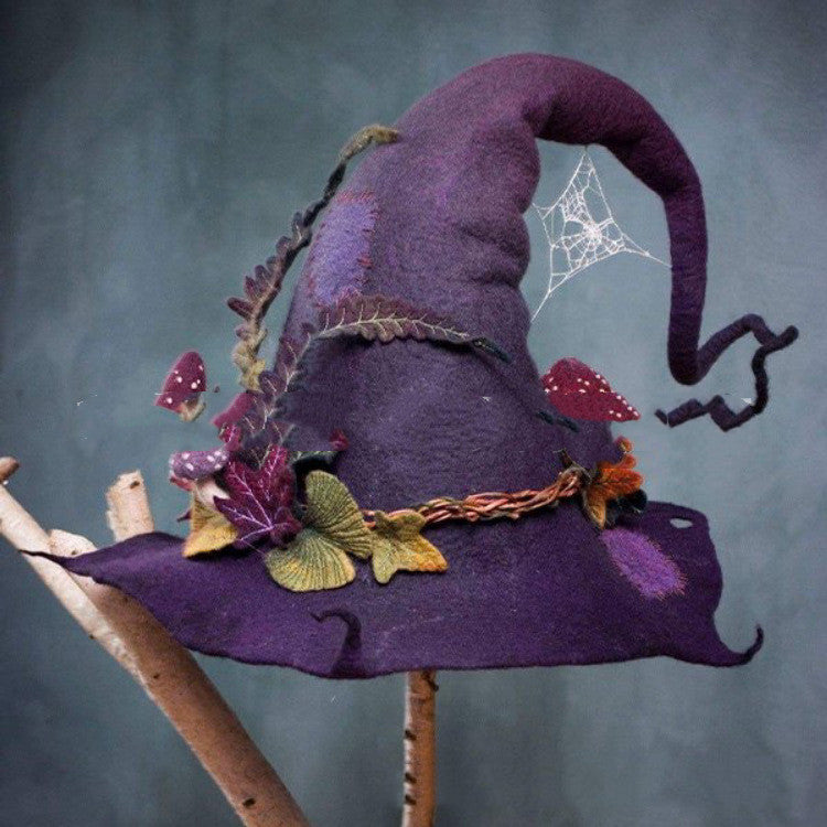 Women Modern Felt Witch Hat Costume Pointed Wool Felt Halloween Party Hats Witch Hat Warm Autumn Winter  Cosplay Props