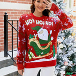 Knited Christmas Sweaters With Santa Claus Patterns Tops Winter Sweet Christmas Snowflake Pullovers For Women Clothes