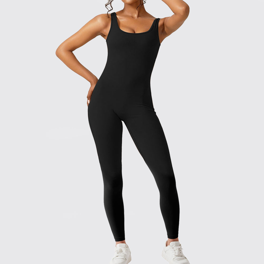 Women Sleeveless Flare Long Pant Yoga Fitness Jumpsuits