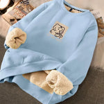 Autumn Winter Fleece-lined thick sweatshirt Pullover top for men