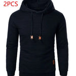 Men's Jacquard Sweatshirt Long-sleeved Hoodie Warm Color  Sports Pullover Top