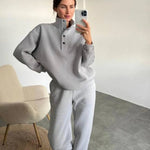 Oversized Solid Casual Pullovers Long Pant Set Warm Hoodie New Tracksuit Suit Fashion Pant Sets Sets For Women 2 Pieces joggers for women