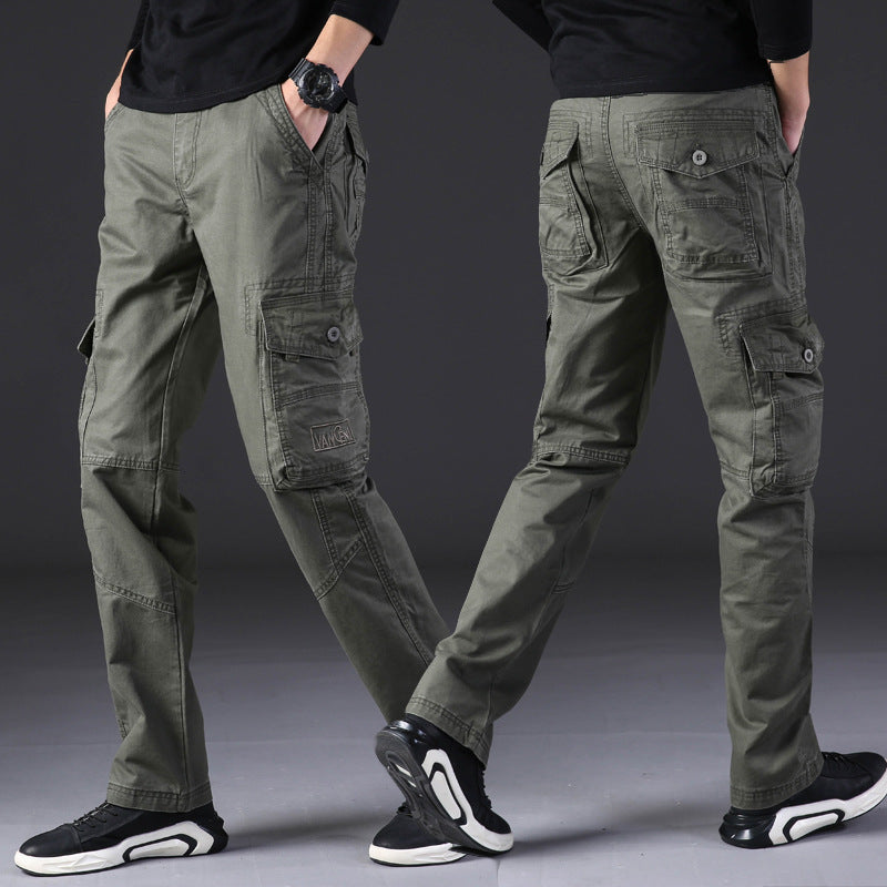 Overalls Men's Outdoor Casual Trousers Pure Cotton Straight Loose Multi-pocket Cargo Pant