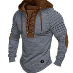 Spring And fall Pure Color Tied Hoodie Street fashion Bronzing Lacing Sweatshirt