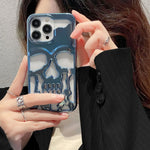 Luxury 3D Skull Metallic Glossy Gothic Phone Case compatible wit Apple