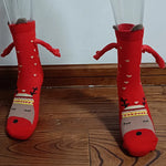 Medias de Navidad Autumn Winter Cotton Magnet Lodestone Hand Tube Socks