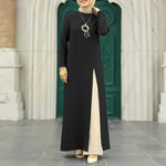 Muslim Women Plain Split Long sleeve Abaya Dress