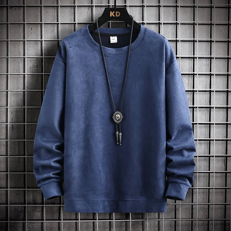 Suede Sweatshirt Men's Spring And Autumn New American Style Pullover