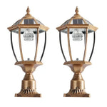 Flólico de pilar solar de oro vintage con luz del paisaje LED-2 LED-2 Luz del paisaje