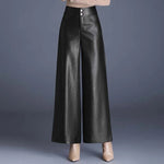 High Waist Thick Loose Big Leg Straight All-matching Wide Leg Leather trouser Pants For Women