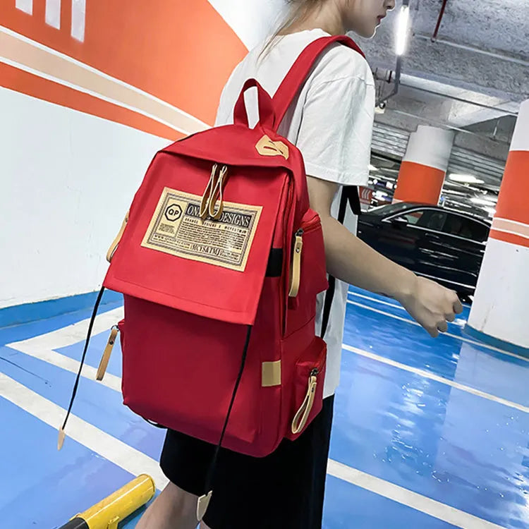 Ins Fashion Backpack Men Multi-pocket Large Capacity Travel Computer Bag Women Junior High School Students Schoolbag
