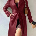 Fashionable Longline leather overcoat Jacket for women