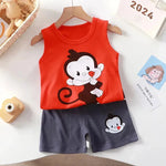 New Vest Suit Cotton Sleeveless Boy Summer Clothing Vest Two-piece Set  for boys