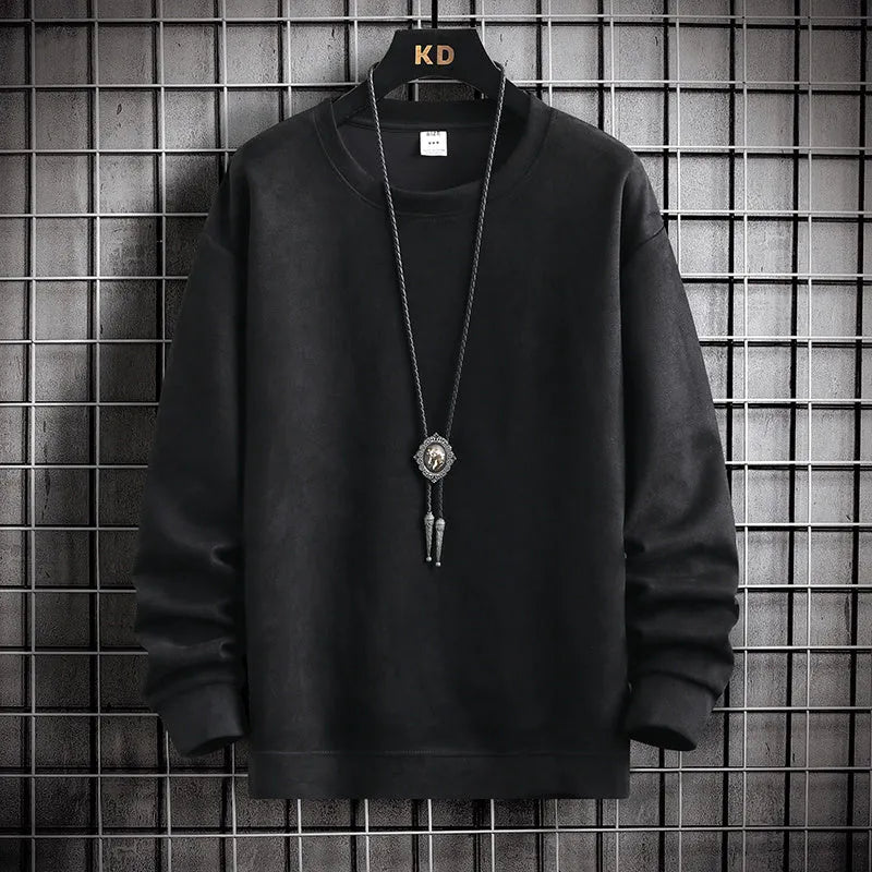 Suede Sweatshirt Men's Spring And Autumn New American Style Pullover