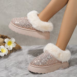 Fashion Sequined Autumn and Winter Fleece Lined Plush indoor outdoor slippers