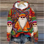 Print Christmas Holiday Casual Hoodie Sweater Pullover