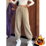 Fleece-lined Thick Track sweat Pants Medium Large Children fall Winter Warm And Loose Leisure One Lambswool Outer Wear Trousers