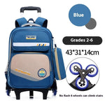 Portable Burden Alleviation Bull Wheel Trolley Schoolbag Bookbag for Boy and Girl