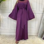 Moda bordado Satin Abaya Vestido Medio Oriente Fanche Plain Dubai Abaya