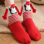 Medias de Navidad Autumn Winter Cotton Magnet Lodestone Hand Tube Socks