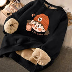 Autumn Winter Fleece-lined thick sweatshirt Pullover top for men