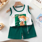 New Vest Suit Cotton Sleeveless Boy Summer Clothing Vest Two-piece Set  for boys