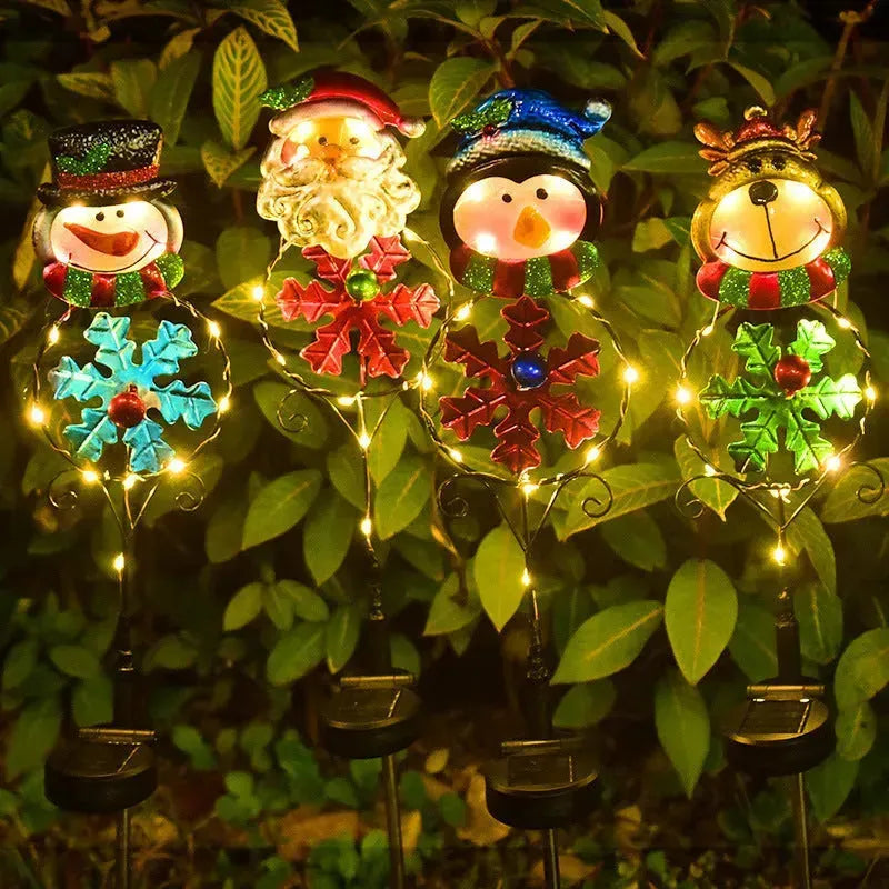 Solar Christmas LED Snowman Elch Ground Plug Light