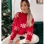 Fall Winter Knitted Cashmere Crewneck Ugly Christmas Sweater Pullover for women