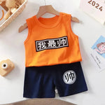 New Vest Suit Cotton Sleeveless Boy Summer Clothing Vest Two-piece Set  for boys