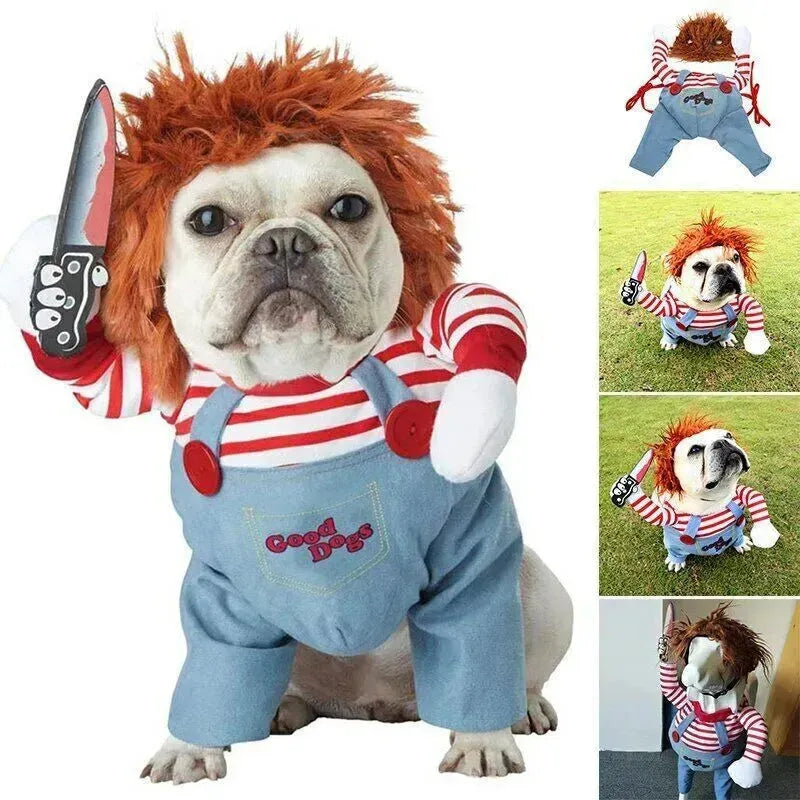 Halloween Haustierkostüm Haustier Hund lustige Kleidung Verstellbares Hund Cosplay Kostüm gruselige Kostüm Party Versammlungen