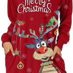 Women's Long-sleeved Christmas Hoodie Sweatshirt Dress Winter