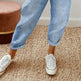 All-match Solid Color Drawstring Wash Denim Trousers For Women - EX-STOCK CANADA