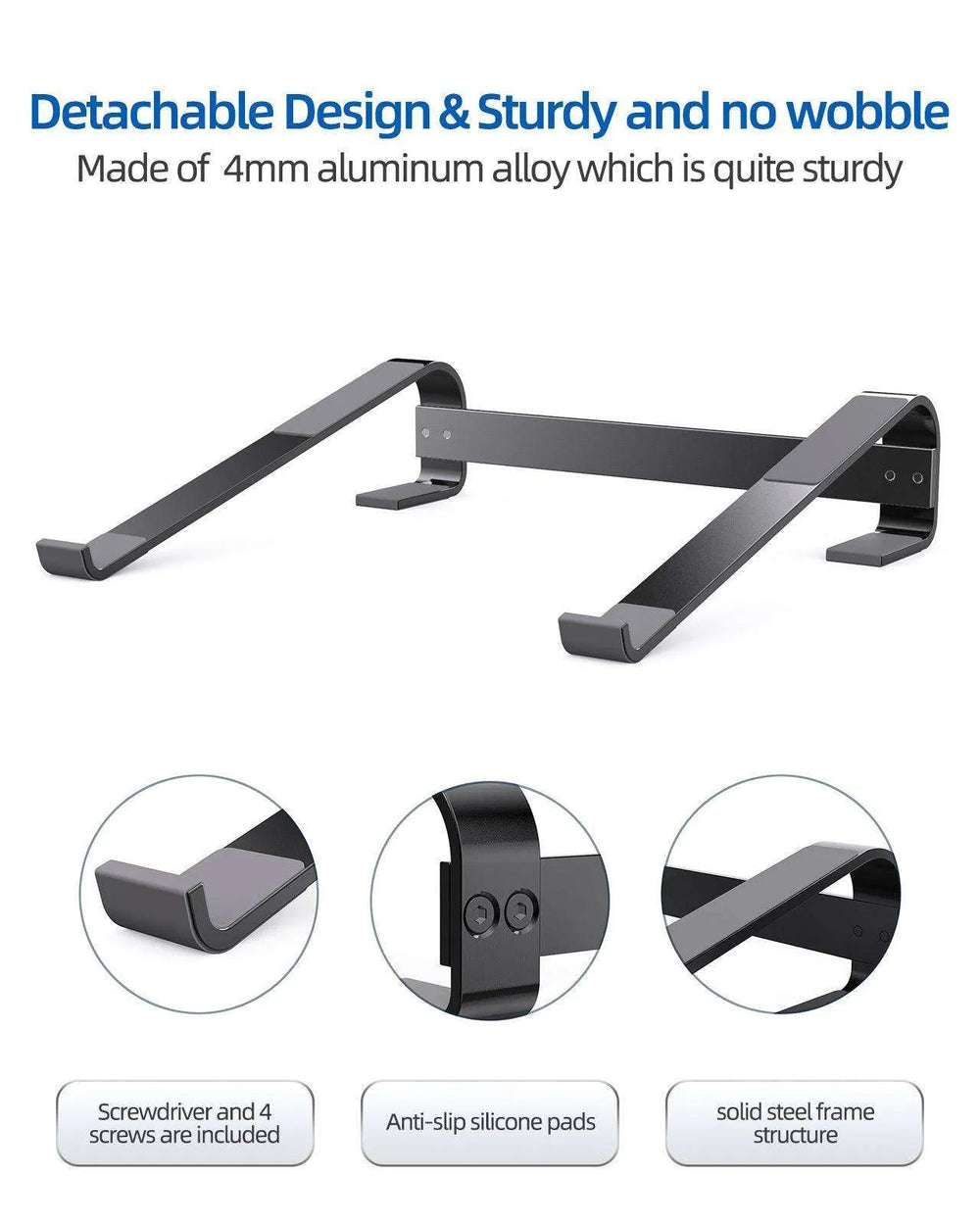 Alum. Portable Laptop Stand: Ventilated, Ergo Holder - EX-STOCK CANADA