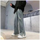 American Letter Embroidered Jeans High Street Fashion Brand Hip Hop Straight-leg Pants - EX-STOCK CANADA