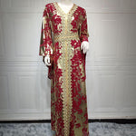 Arab Chiffon Bronzing Robe Containing Belt Dress - EX-STOCK CANADA