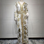 Arab Chiffon Bronzing Robe Containing Belt Dress - EX-STOCK CANADA