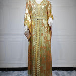 Arab Chiffon Bronzing Robe Containing Belt Dress - EX-STOCK CANADA