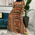 Arab Dress With Printed Pleated Big Skirt - EX-STOCK CANADA