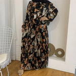 Arab Dress With Printed Pleated Big Skirt - EX-STOCK CANADA