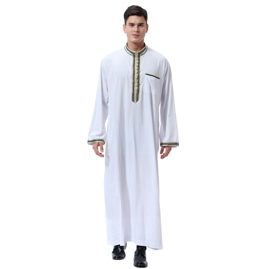 Arab Middle East Men's Applique Stand Collar Robe, TH810 - EX-STOCK CANADA