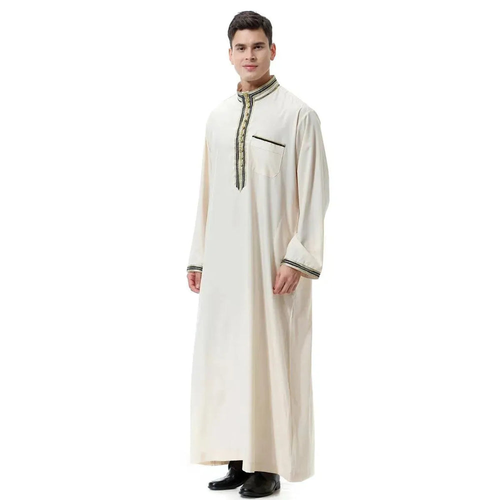 Arab Middle East Men's Applique Stand Collar Robe, TH810 - EX-STOCK CANADA