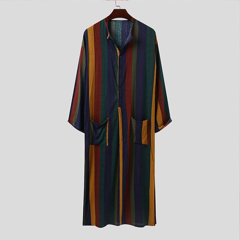Arab Striped Printed Arab Men's Robe - EX-STOCK CANADA
