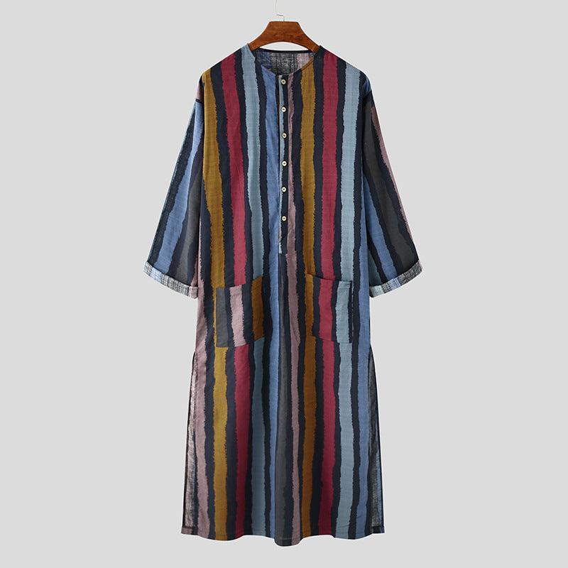 Arab Striped Printed Arab Men's Robe - EX-STOCK CANADA