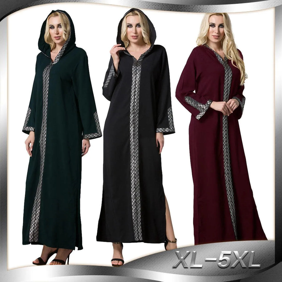 Arab Turkey Women Side Slit Fashion Abaya Robe - EX-STOCK CANADA